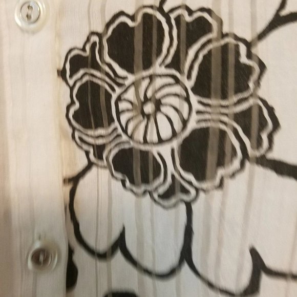 Vintage Hawaiian Shirt Womens Blouse LG Black & White Tunic J.H. Collectibles - Picture 3 of 10